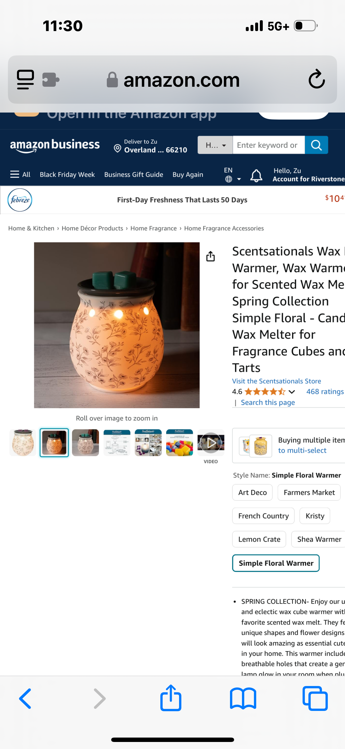 Scentsationals Spring Collection - Scented Wax Warmer - Floral and Sunny Wax Cube Melter & Burner - Electric Winter Fragrance Home Air Freshener Gift (Flora)