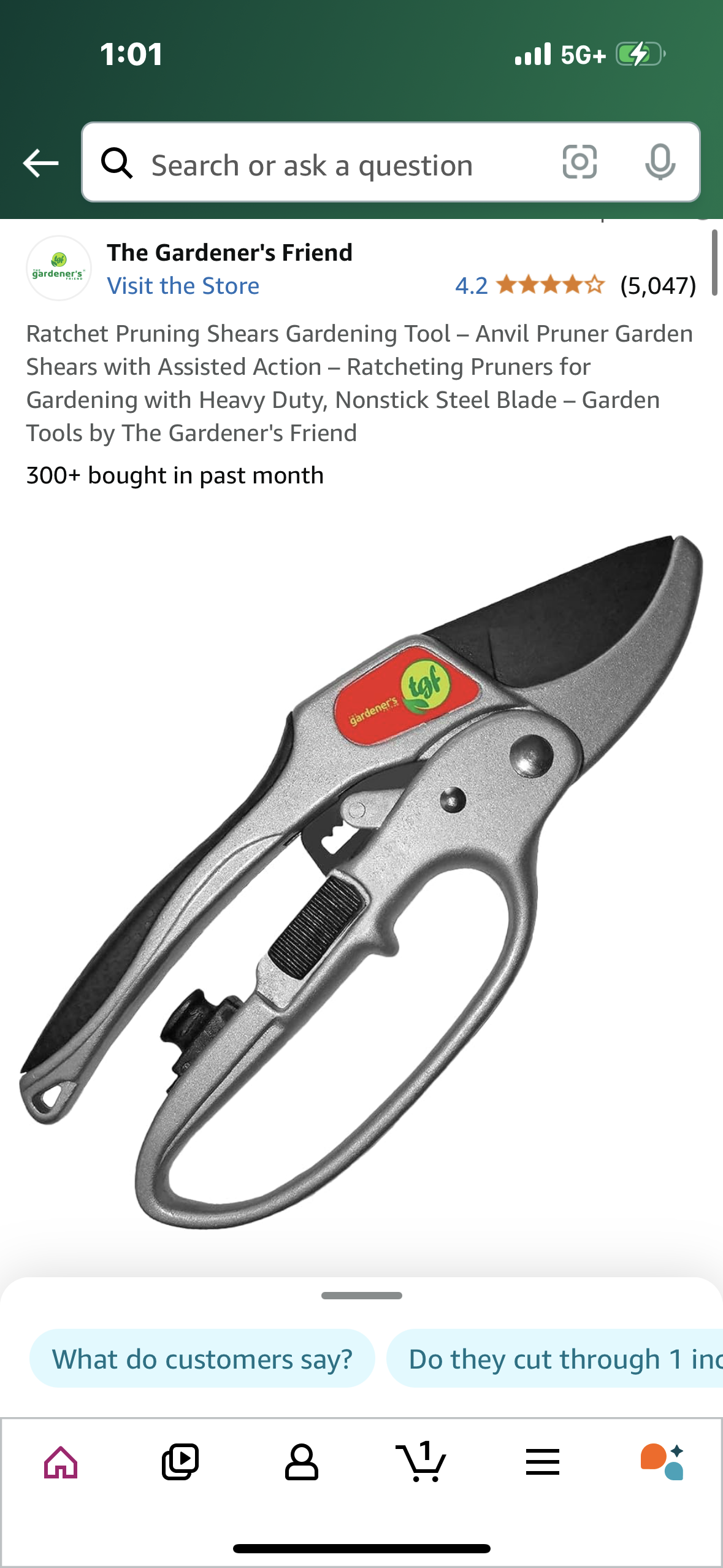 Ratchet Pruning Shears Gardening Tool – Anvil Pruner Garden Shears with Assisted Action – Ratcheting Pruners for Gardening with Heavy Duty, Nonstick Steel Blade – Garden Tools by The Gardener's Friend