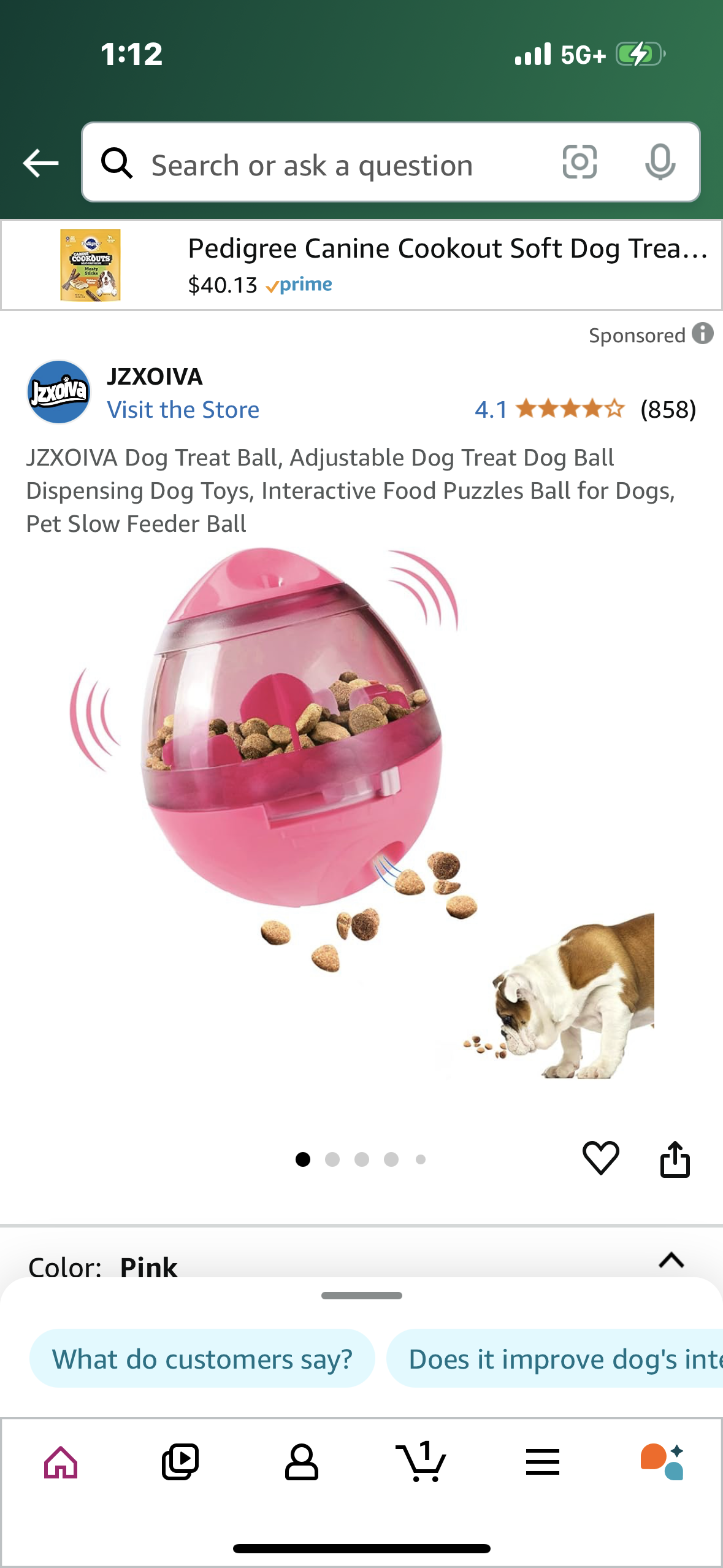 Dog Treat Ball, Adjustable Dog Treat Dog Ball Dispensing Dog Toys, Interactive Food Puzzles Ball for Dogs, Pet Slow Feeder Ball