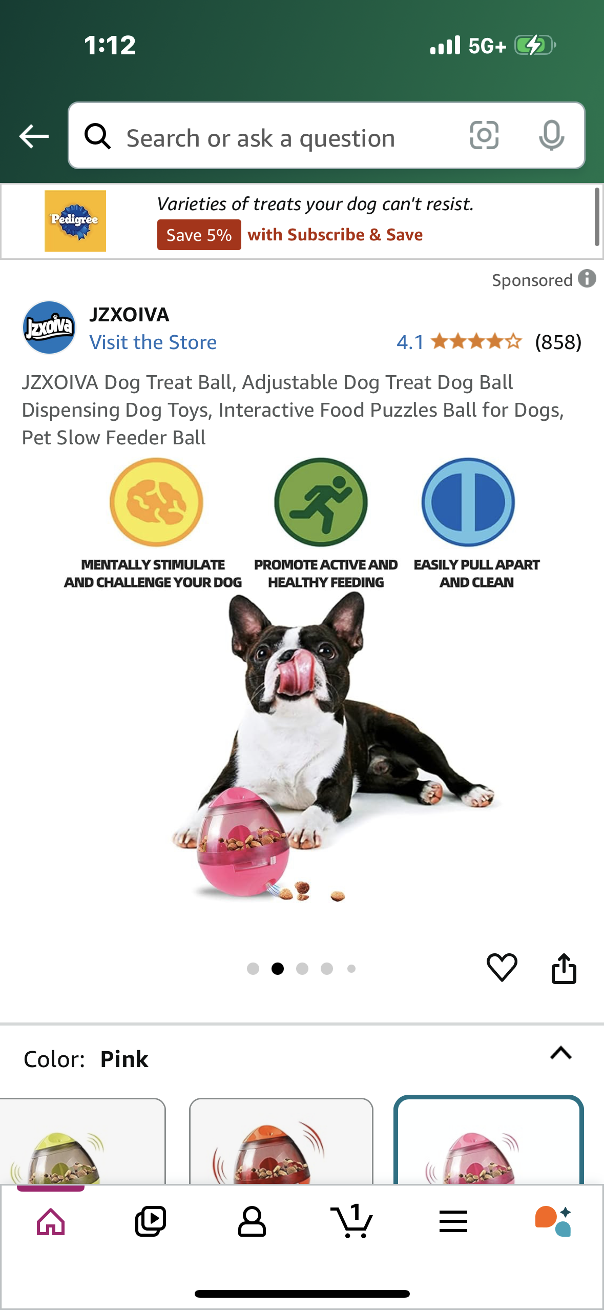 Dog Treat Ball, Adjustable Dog Treat Dog Ball Dispensing Dog Toys, Interactive Food Puzzles Ball for Dogs, Pet Slow Feeder Ball