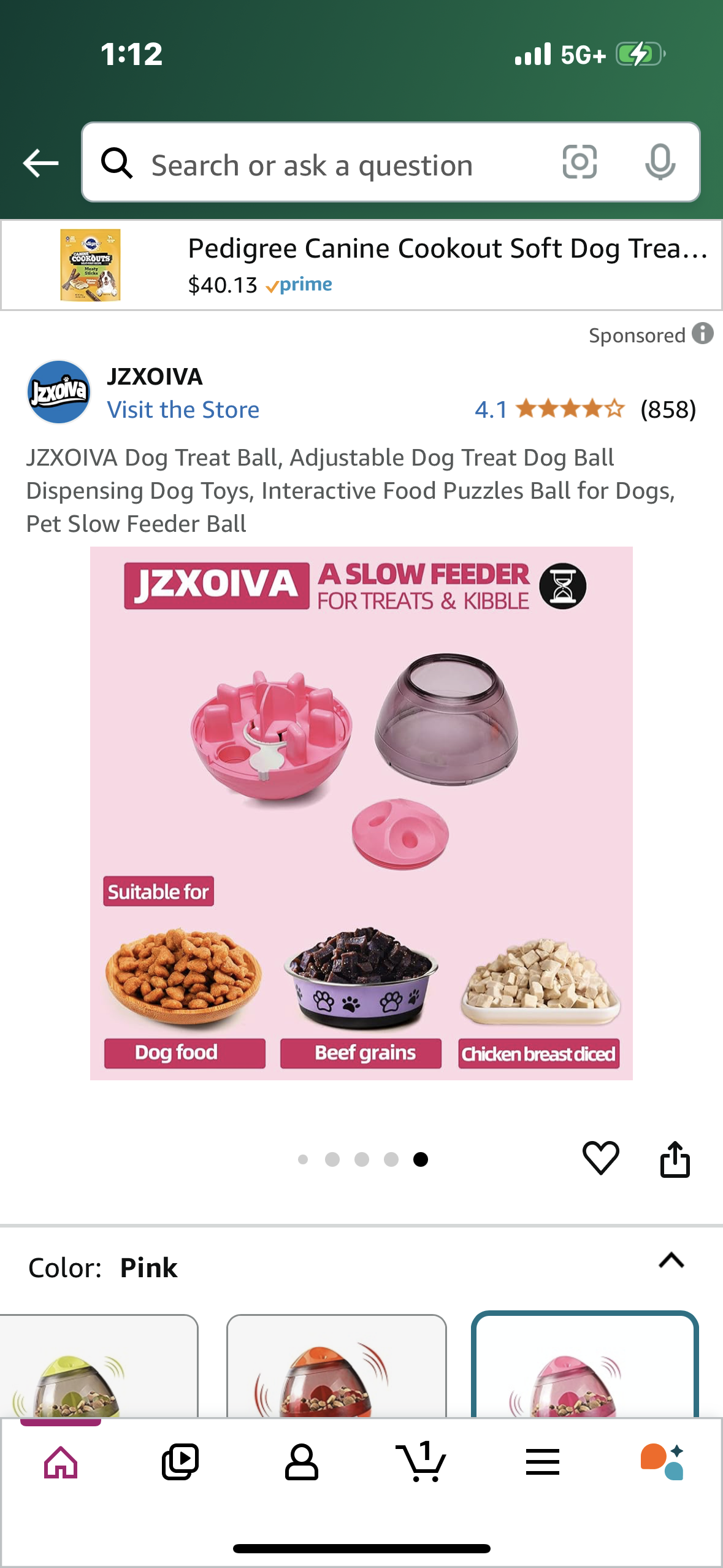 Dog Treat Ball, Adjustable Dog Treat Dog Ball Dispensing Dog Toys, Interactive Food Puzzles Ball for Dogs, Pet Slow Feeder Ball