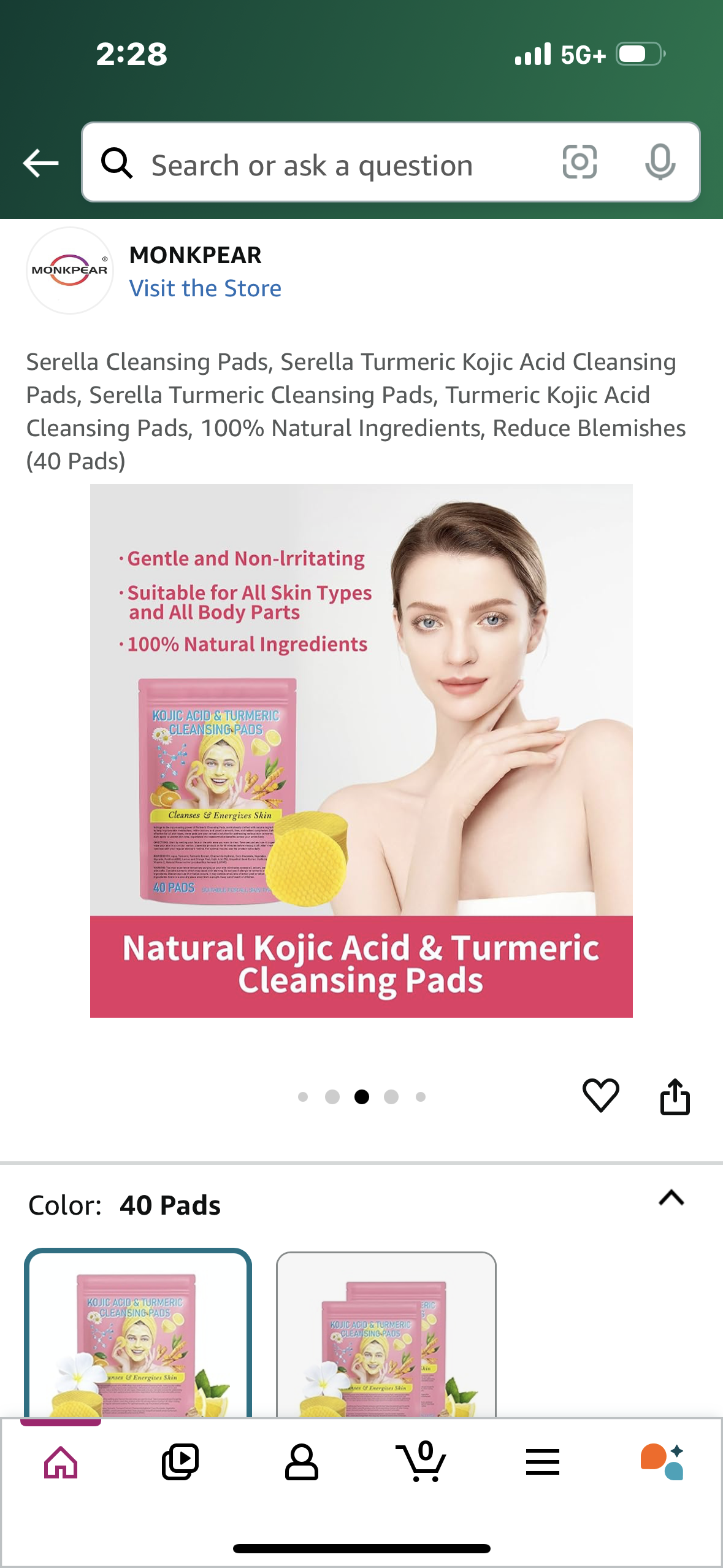 Serella Cleansing Pads, Serella Turmeric Kojic Acid Cleansing Pads, Serella Turmeric Cleansing Pads, Turmeric Kojic Acid Cleansing Pads, 100% Natural Ingredients, Reduce Blemishes (40 Pads)