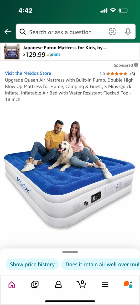 Upgrade Queen Air Mattress with Built-in Pump, Double High Blow Up Mattress for Home, Camping & Guest, 3 Mins Quick Inflate, Inflatable Air Bed with Water Resistant Flocked Top - 18 Inch