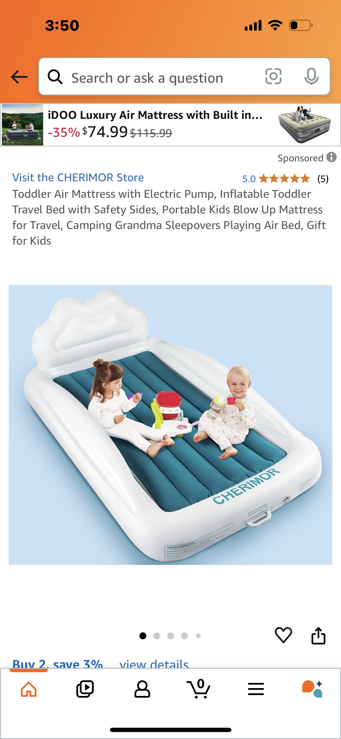 Toddler Air Mattress with Electric Pump, Inflatable Toddler Travel Bed with Safety Sides, Portable Kids Blow Up Mattress for Travel, Camping Grandma Sleepovers Playing Air Bed, Gift for Kids