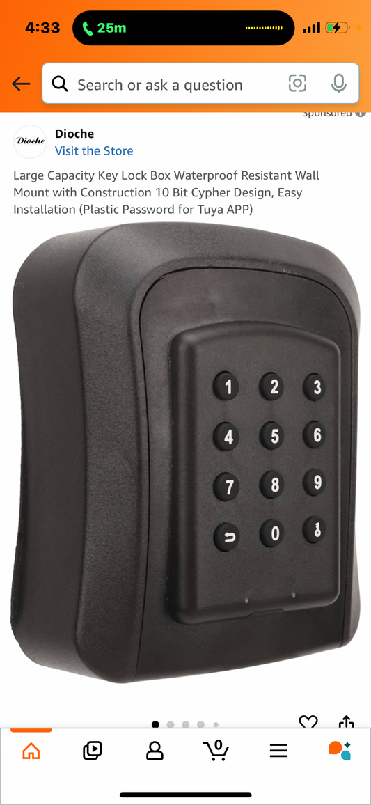 Large Capacity Key Lock Box Waterproof Resistant Wall Mount with Construction 10 Bit Cypher Design, Easy Installation