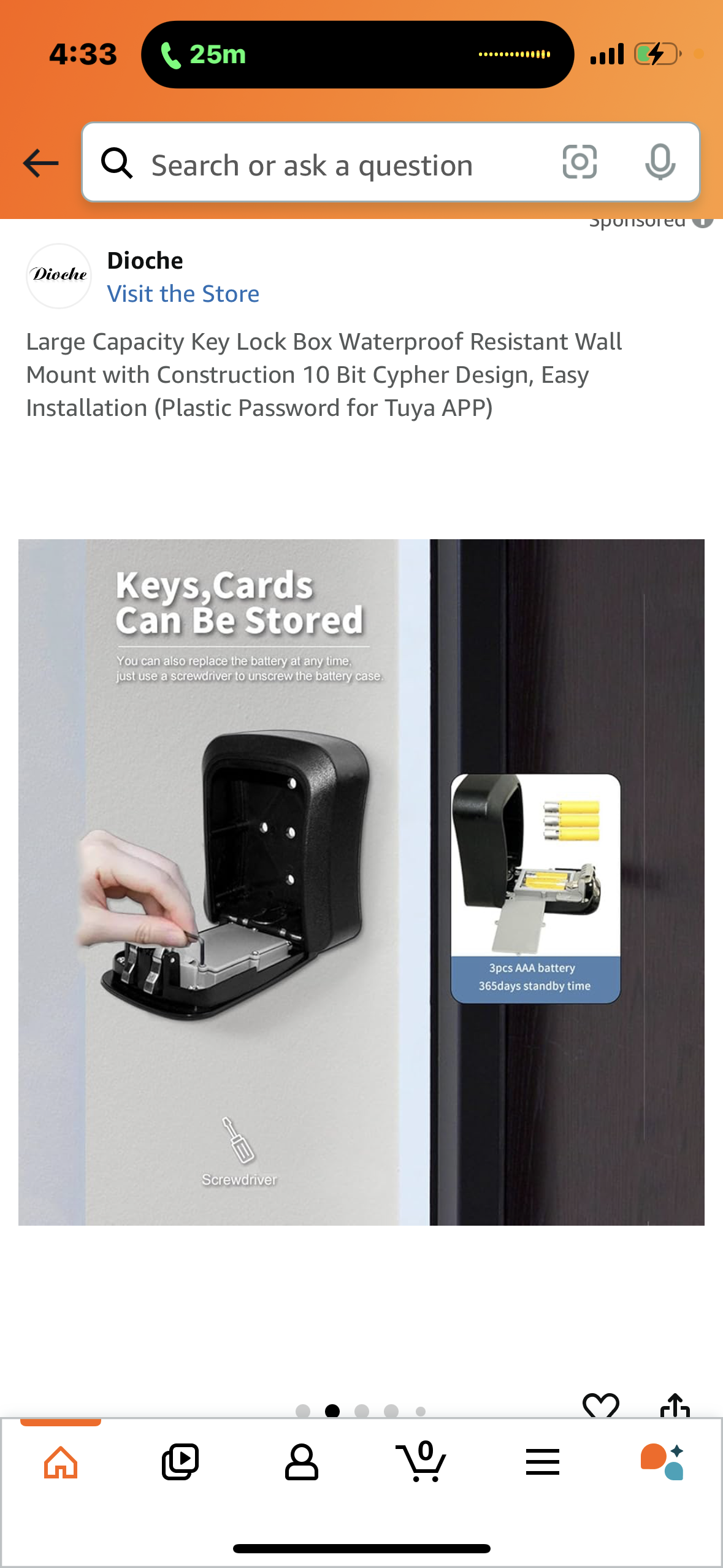 Large Capacity Key Lock Box Waterproof Resistant Wall Mount with Construction 10 Bit Cypher Design, Easy Installation