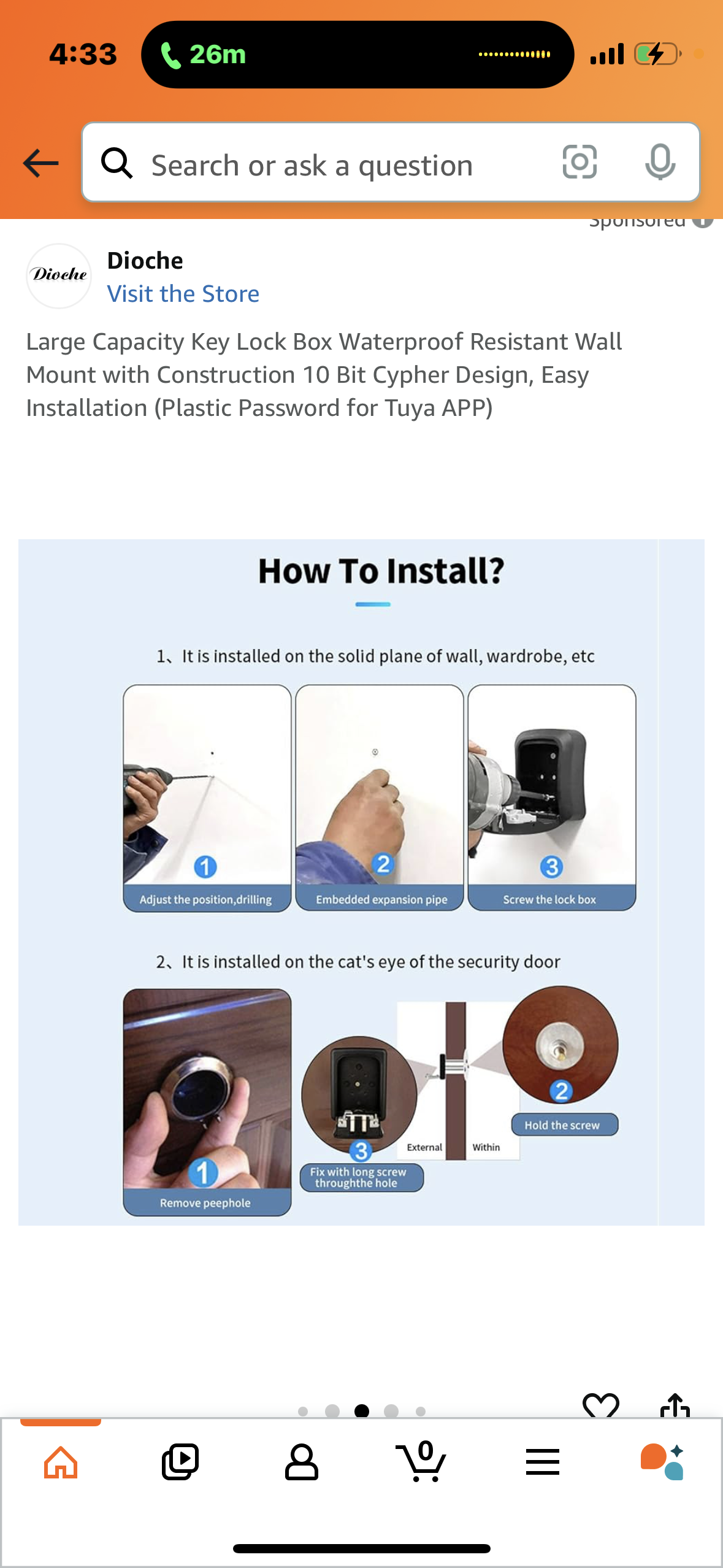 Large Capacity Key Lock Box Waterproof Resistant Wall Mount with Construction 10 Bit Cypher Design, Easy Installation