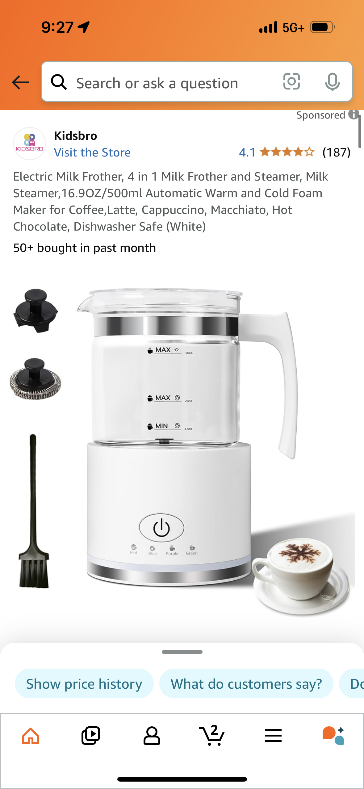 Electric Milk Frother, 4 in 1 Milk Frother and Steamer, Milk Steamer,16.9OZ/500ml Automatic Warm and Cold Foam Maker for Coffee,Latte, Cappuccino, Macchiato, Hot Chocolate, Dishwasher Safe (White