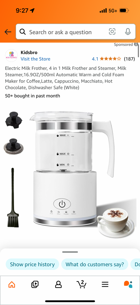 Electric Milk Frother, 4 in 1 Milk Frother and Steamer, Milk Steamer,16.9OZ/500ml Automatic Warm and Cold Foam Maker for Coffee,Latte, Cappuccino, Macchiato, Hot Chocolate, Dishwasher Safe (White