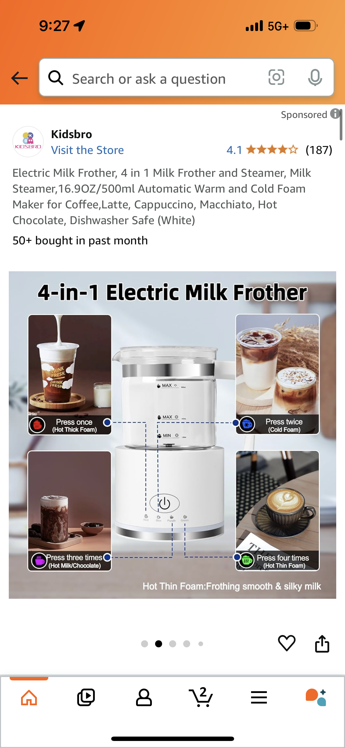 Electric Milk Frother, 4 in 1 Milk Frother and Steamer, Milk Steamer,16.9OZ/500ml Automatic Warm and Cold Foam Maker for Coffee,Latte, Cappuccino, Macchiato, Hot Chocolate, Dishwasher Safe (White