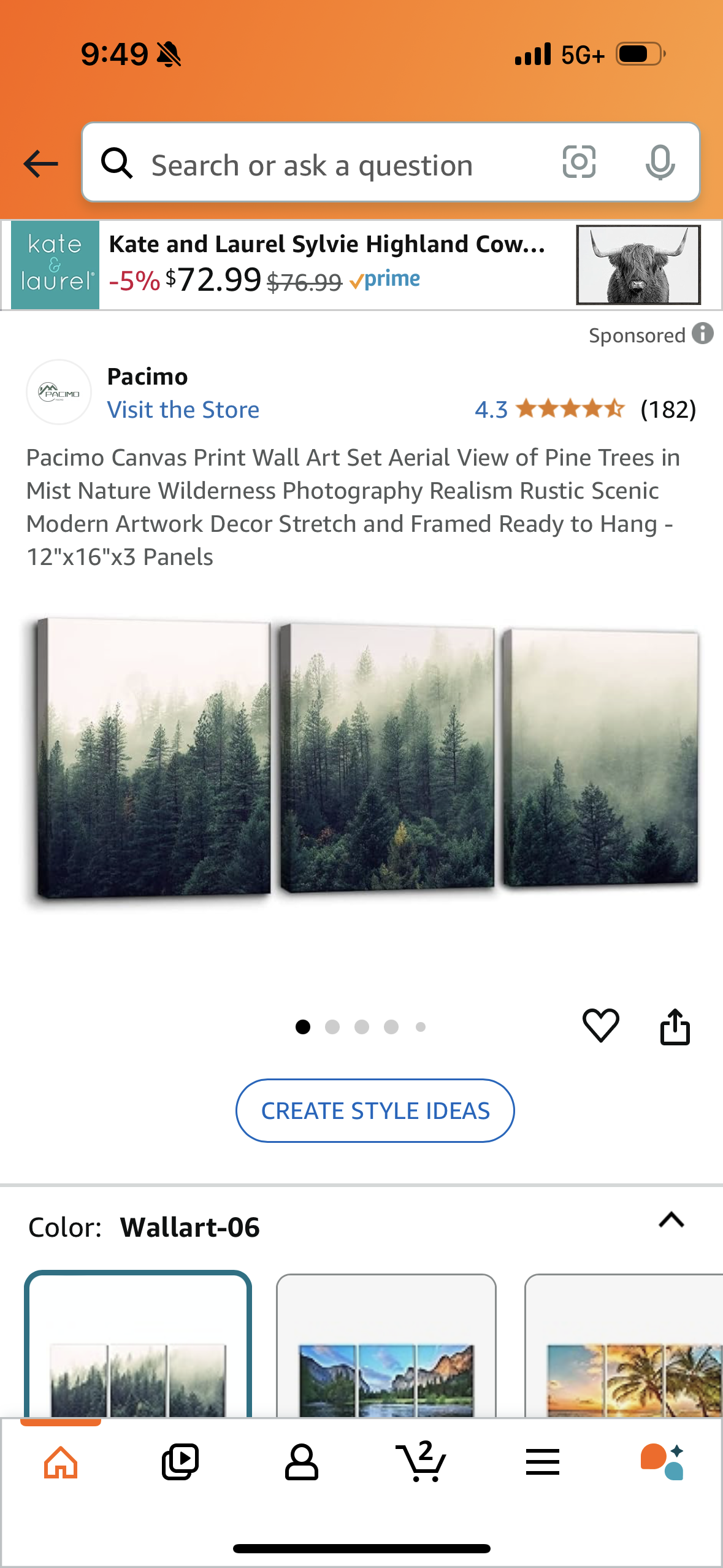 Pacimo Canvas Print Wall Art Set Aerial View of Pine Trees in Mist Nature Wilderness Photography Realism Rustic Scenic Modern Artwork Decor Stretch and Framed Ready to Hang - 12"x16"x3 Panels