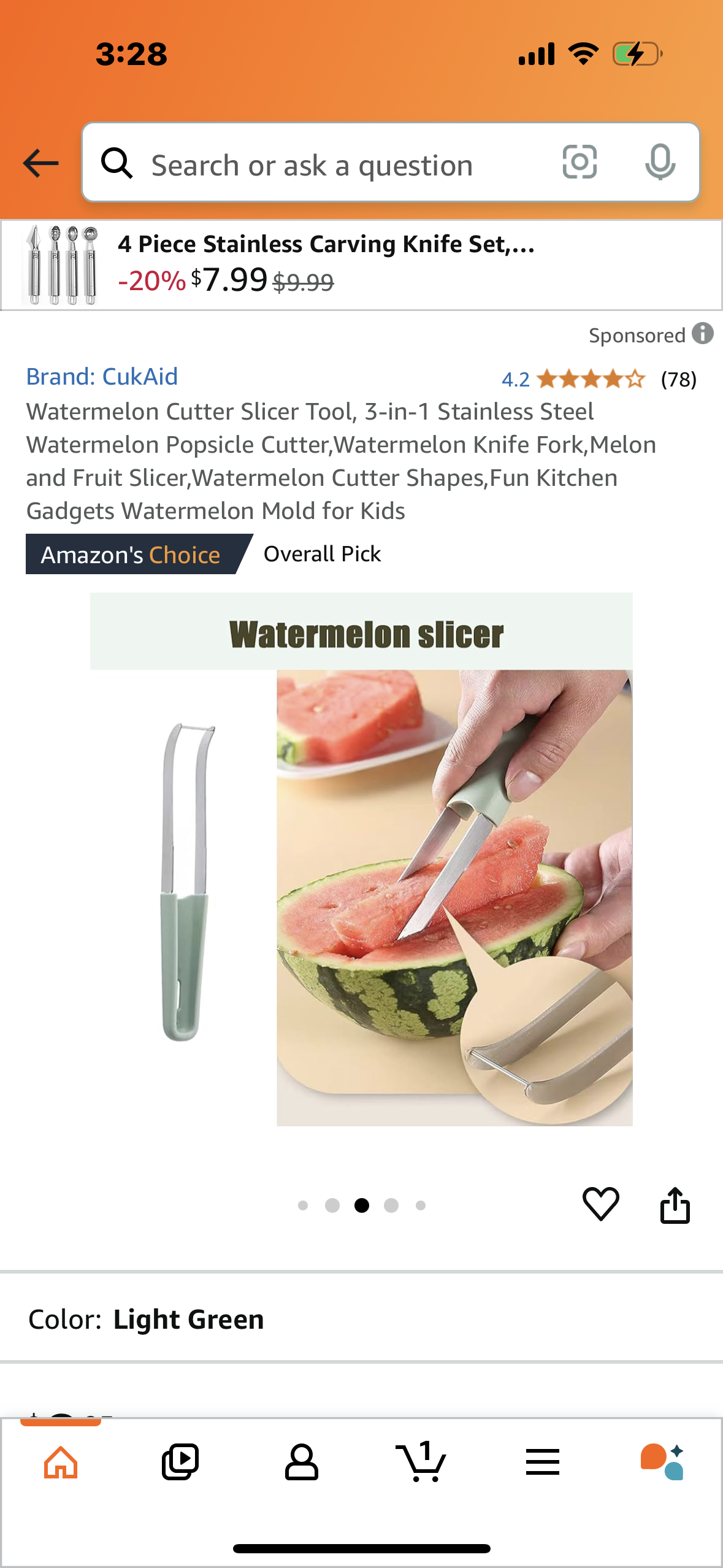 Watermelon Cutter Slicer Tool, 3-in-1 Stainless Steel Watermelon Popsicle Cutter,Watermelon Knife Fork,Melon and Fruit Slicer,Watermelon Cutter Shapes,Fun Kitchen Gadgets Watermelon Mold for Kids