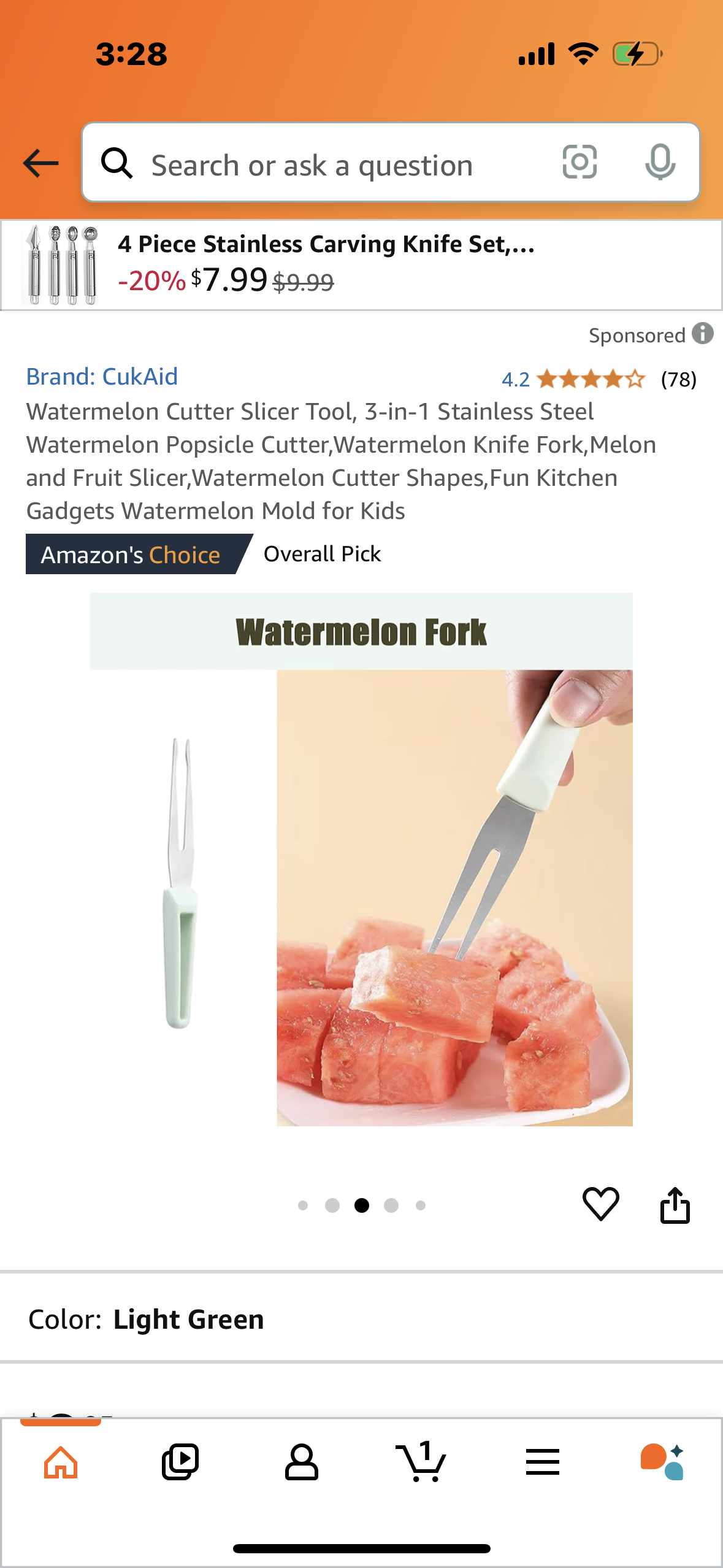 Watermelon Cutter Slicer Tool, 3-in-1 Stainless Steel Watermelon Popsicle Cutter,Watermelon Knife Fork,Melon and Fruit Slicer,Watermelon Cutter Shapes,Fun Kitchen Gadgets Watermelon Mold for Kids