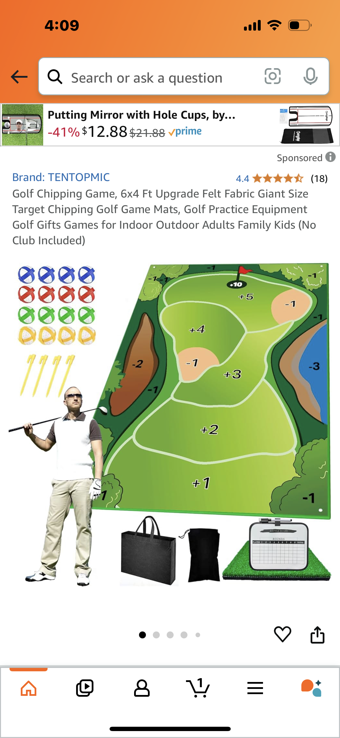 Golf Chipping Game, 6x4 Ft Upgrade Felt Fabric Giant Size Target Chipping Golf Game Mats, Golf Practice Equipment Golf Gifts Games for Indoor Outdoor Adults Family Kids (No Club Included)