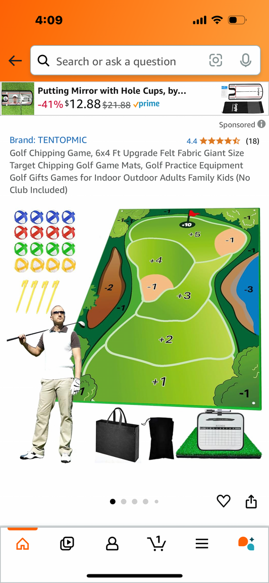 Golf Chipping Game, 6x4 Ft Upgrade Felt Fabric Giant Size Target Chipping Golf Game Mats, Golf Practice Equipment Golf Gifts Games for Indoor Outdoor Adults Family Kids (No Club Included)