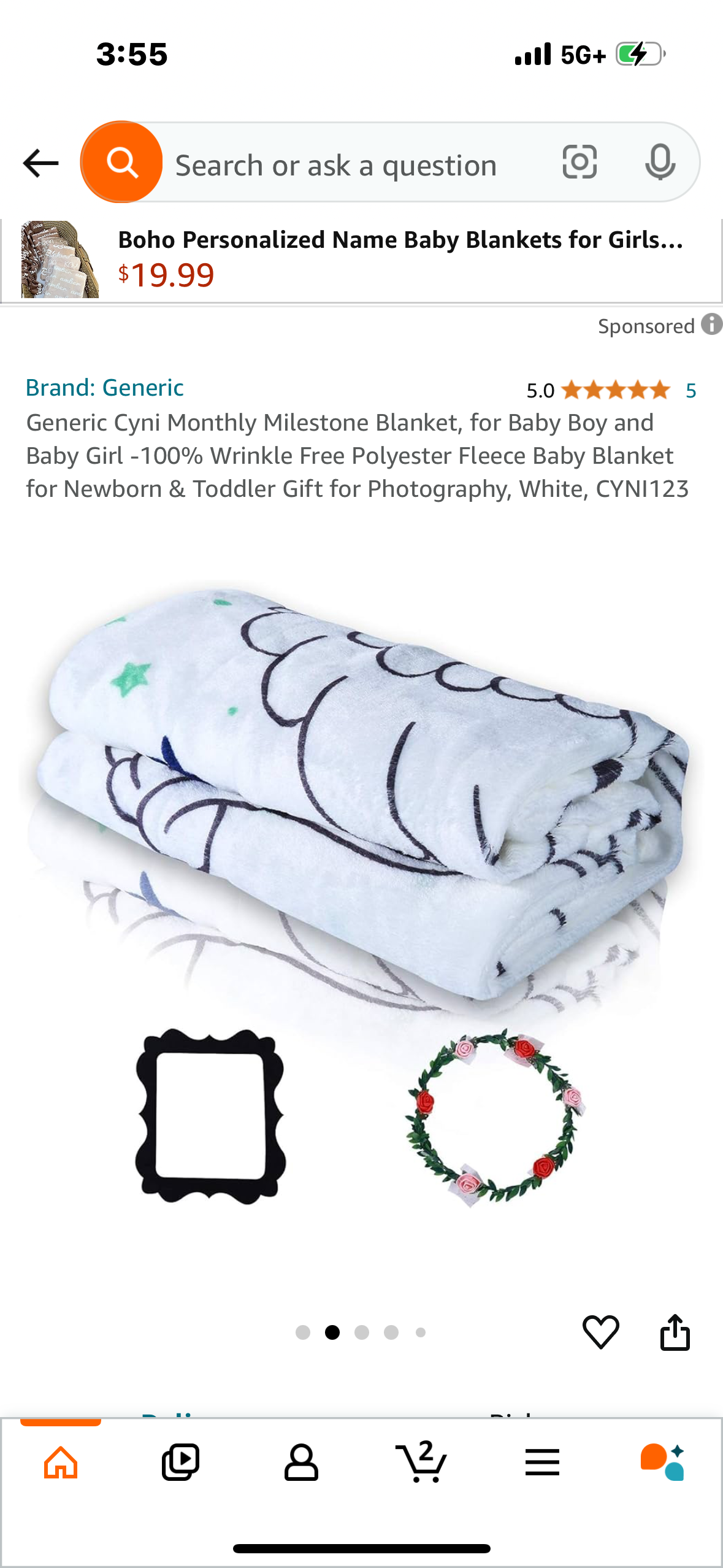 Generic Cyni Monthly Milestone Blanket, for Baby Boy and Baby Girl -100% Wrinkle Free Polyester Fleece Baby Blanket for Newborn & Toddler Gift for Photography, White,