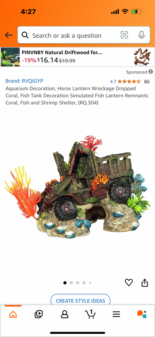 Aquarium Decoration, Horse Lantern Wreckage Dropped Coral, Fish Tank Decoration Simulated Fish Lantern Remnants Coral, Fish and Shrimp Shelter, (RQ.304