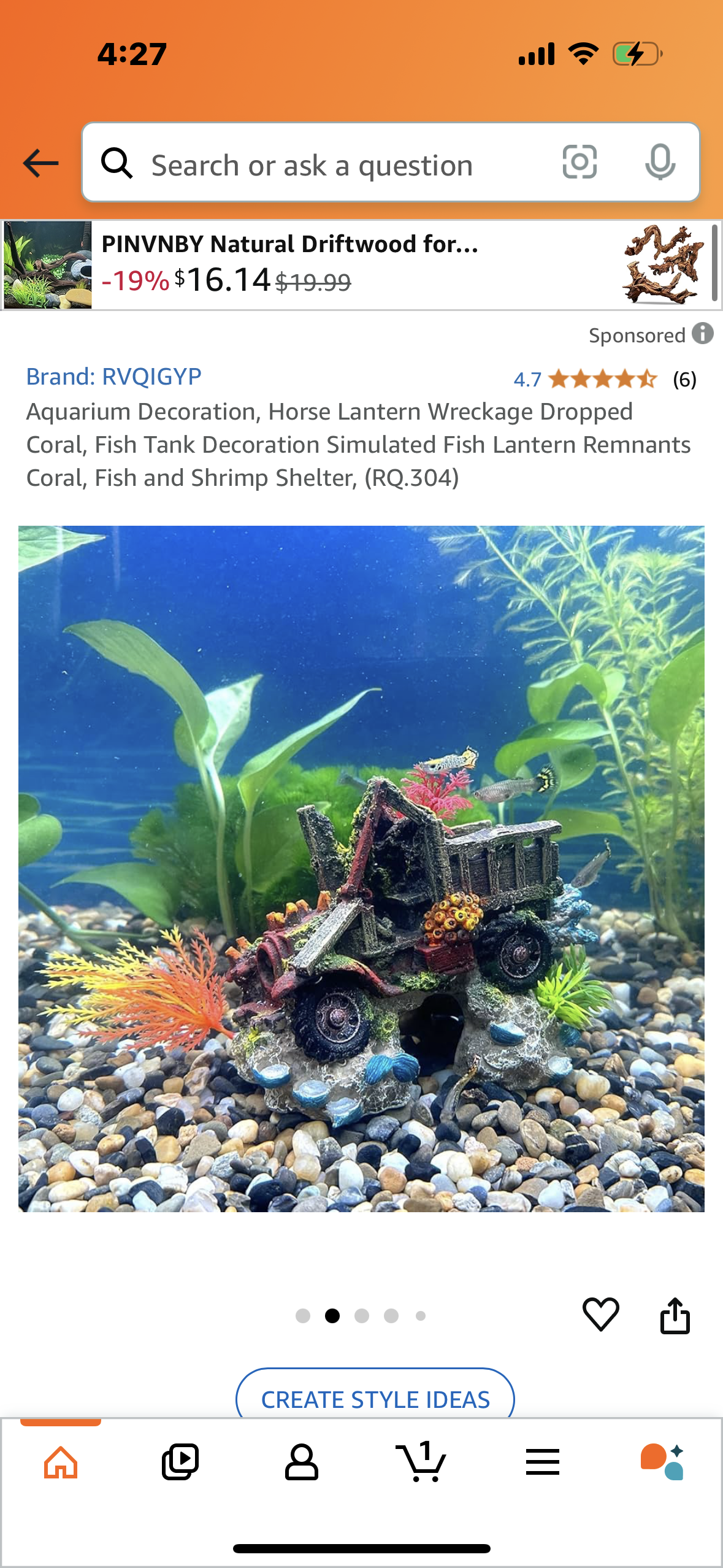 Aquarium Decoration, Horse Lantern Wreckage Dropped Coral, Fish Tank Decoration Simulated Fish Lantern Remnants Coral, Fish and Shrimp Shelter, (RQ.304