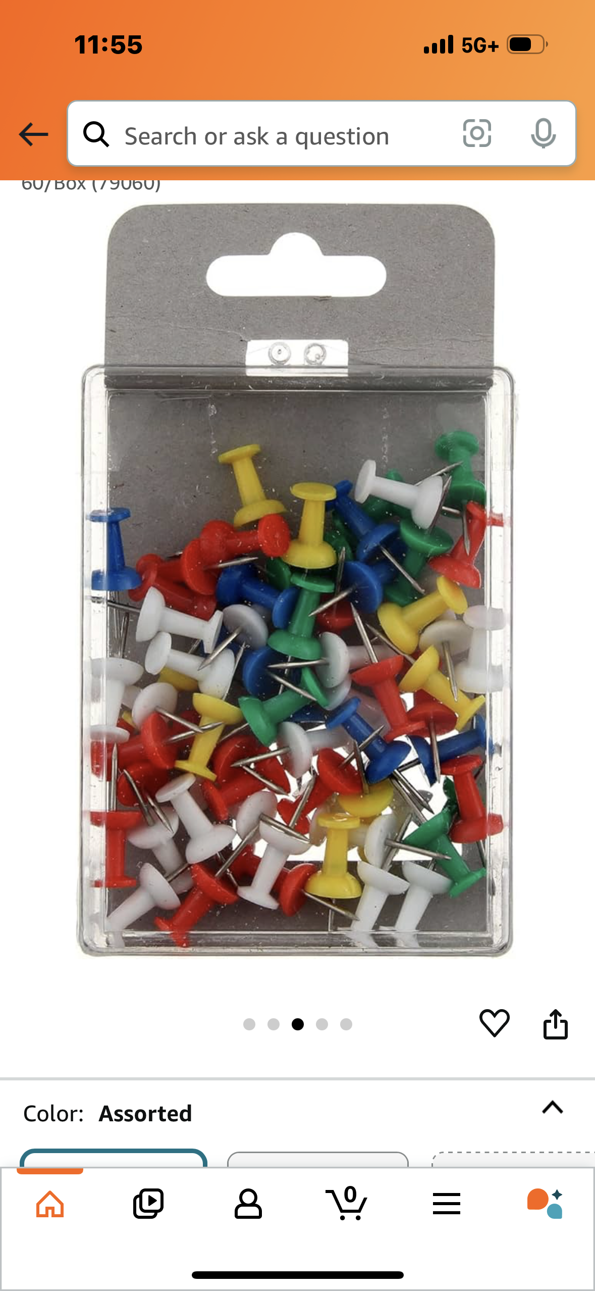 Charles Leonard Push Pins in Reusable Box, Assorted Colors