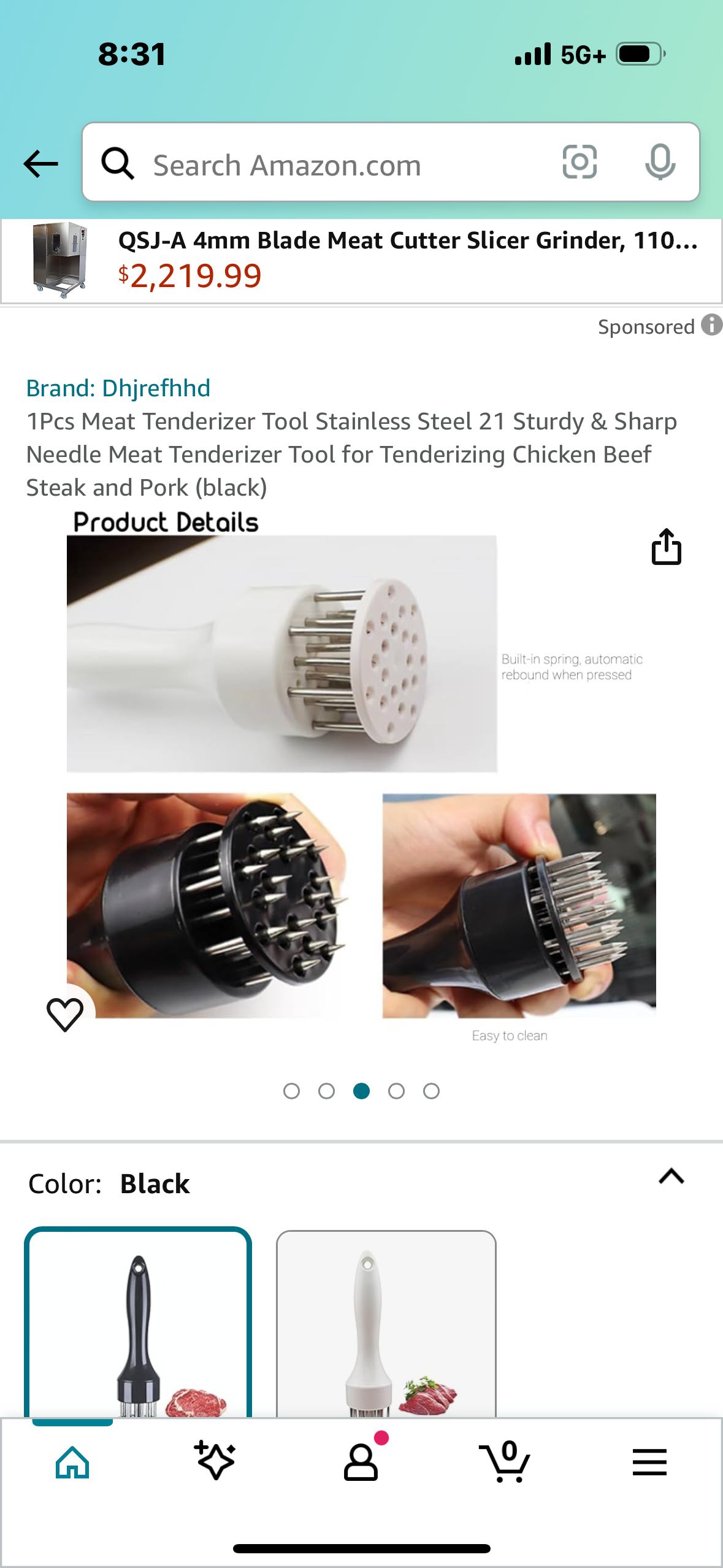 1Pcs Meat Tenderizer Tool Stainless Steel 21 Sturdy & Sharp Needle Meat Tenderizer Tool for Tenderizing Chicken Beef Steak and Pork (black