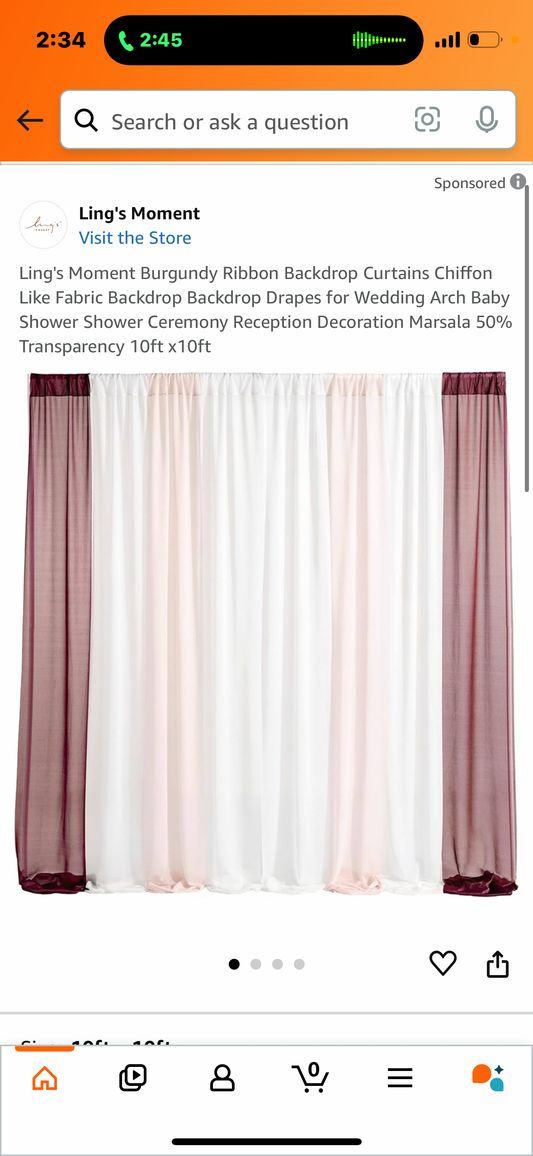 Ling's Moment Burgundy Ribbon Backdrop Curtains Chiffon Like Fabric Backdrop Backdrop Drapes for Wedding Arch Baby Shower Shower Ceremony Reception Decoration Marsala 50% Transparency 10ft x10ft