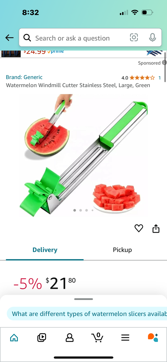 Watermelon Windmill Cutter Stainless Steel, Large, Green