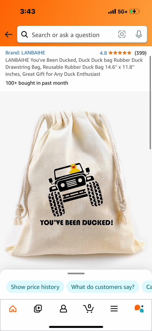 You've Been Ducked, Duck Duck bag Rubber Duck Drawstring Bag, Reusable Rubber Duck Bag 14.6'' x 11.8'' inches, Great Gift for Any Duck Enthusiast