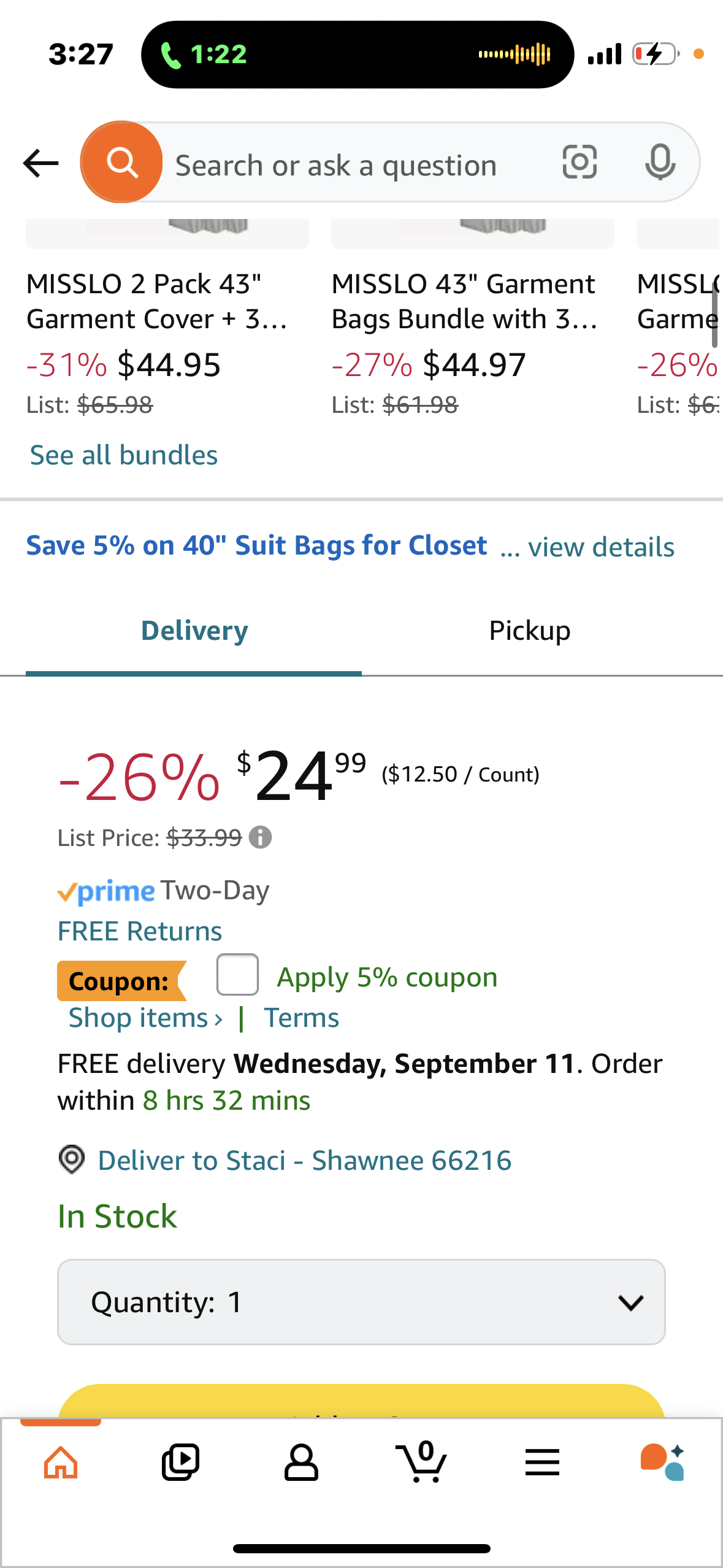 MISSLO 43" Hanging Garment Bags for Storage Well Sealed Clothes Dust Cover with Large Clear Window and 3 Zippers Opening for Suit Coat Closet Rack (Rack not included), 2