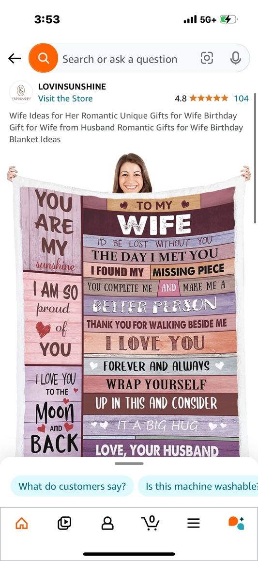 Wife Ideas for Her Romantic Unique Gifts for Wife Birthday Gift for Wife from Husband Romantic Gifts for Wife Birthday Blanket Ideas