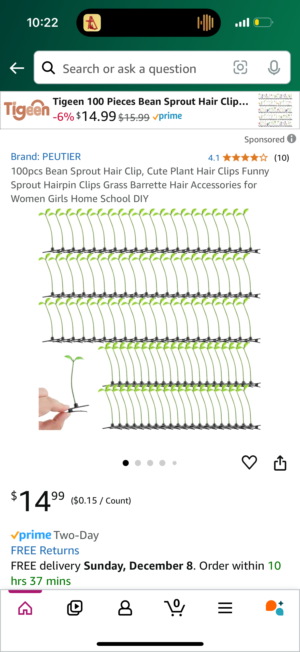 100pcs Bean Sprout Hair Clip, Cute Plant Hair Clips Funny Rave Sprout Hairpin Clips Grass Barrette Hair Accessories for Women Girls Home School DIY