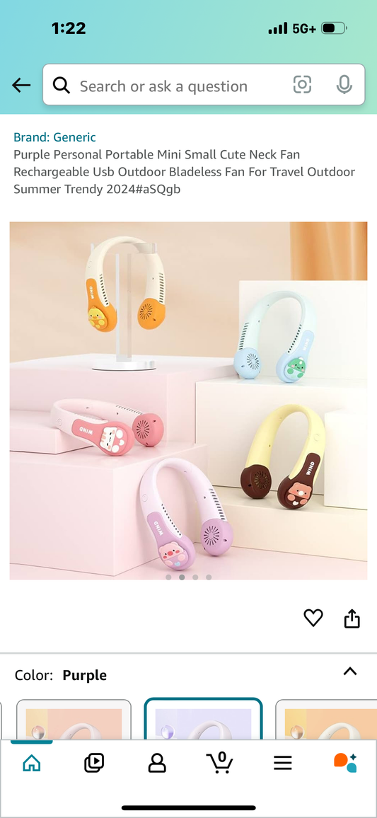 Kids Personal Portable Mini Small Cute Neck Fan Rechargeable Usb