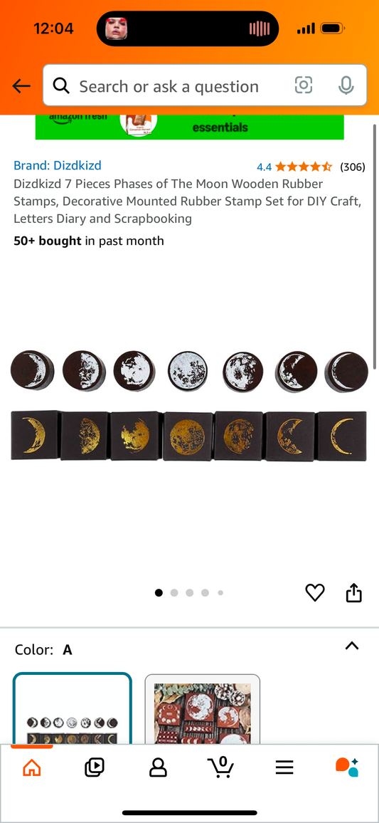 Dizdkizd 7 Pieces Phases of The Moon Wooden Rubber Stamps, Decorative Mounted Rubber Stamp Set for DIY Craft, Letters Diary and Scrapbooking