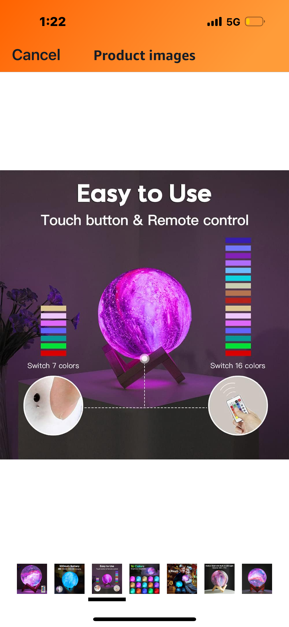 (This item cannot be shipped) Galaxy Lamp with Wooden Stand 16 LED Colors Touch & Remote Control USB Rechargeable 7.1 inch