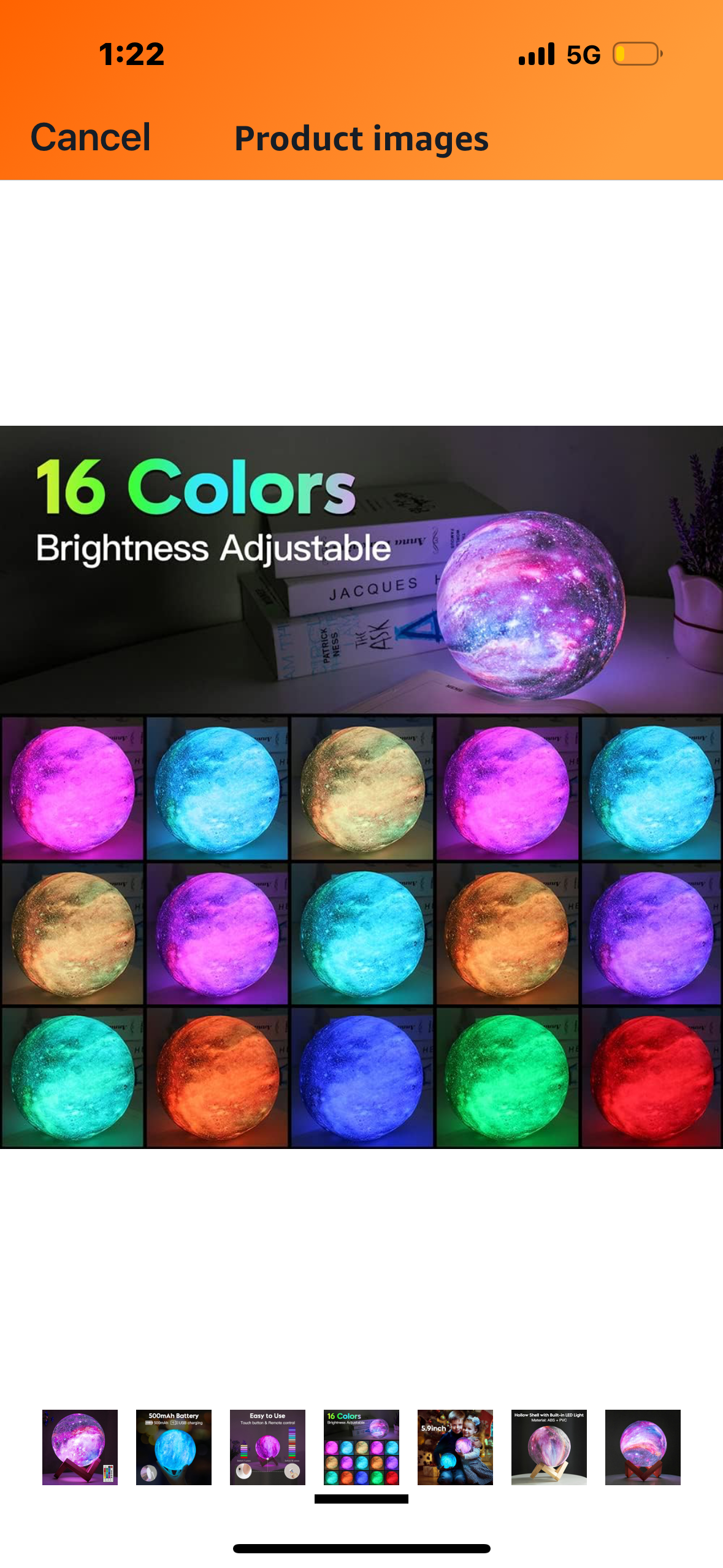 (This item cannot be shipped) Galaxy Lamp with Wooden Stand 16 LED Colors Touch & Remote Control USB Rechargeable 7.1 inch