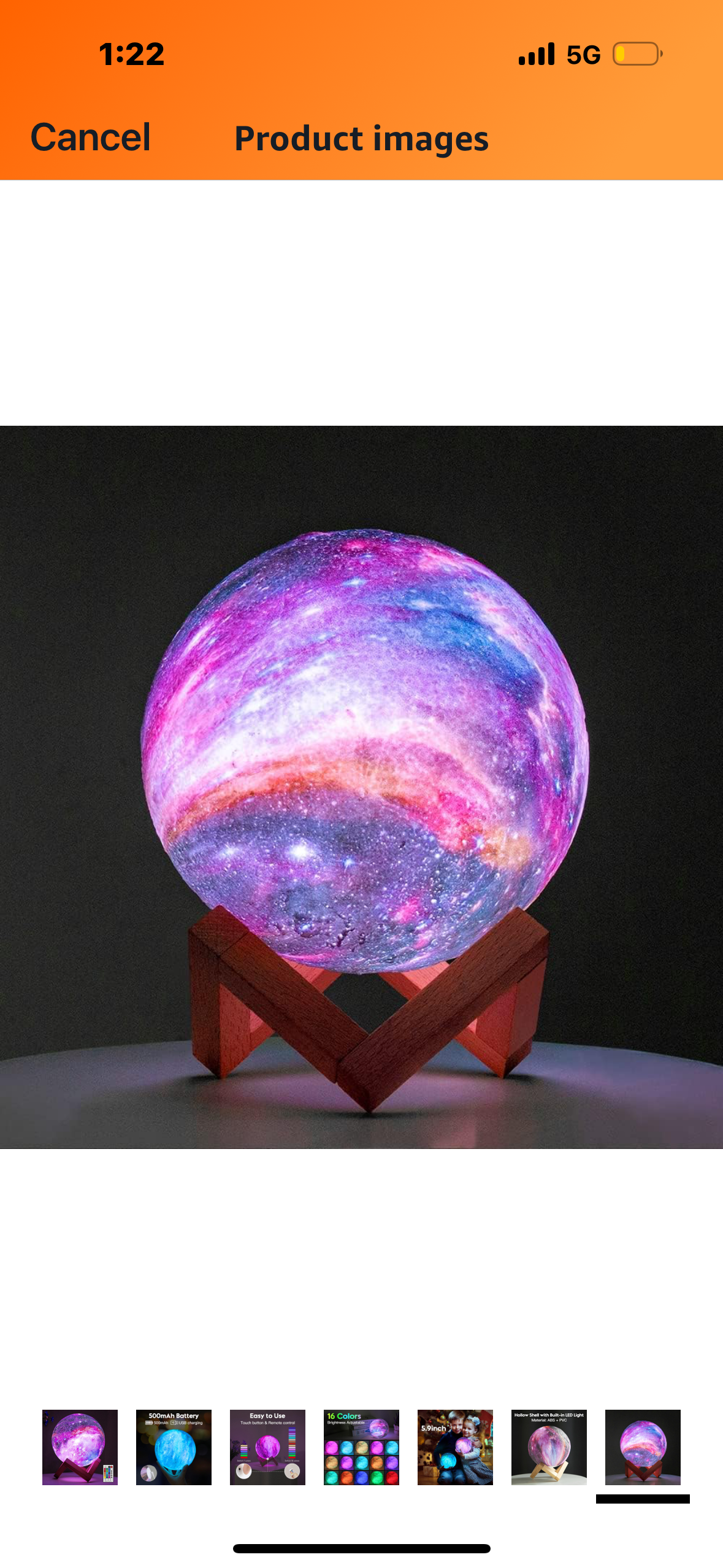 (This item cannot be shipped) Galaxy Lamp with Wooden Stand 16 LED Colors Touch & Remote Control USB Rechargeable 7.1 inch