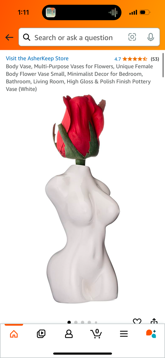 Body Vase, Multi-Purpose Vases for Flowers, Unique Female Body Flower Vase Small, Minimalist Decor for Bedroom, Bathroom, Living Room, High Gloss & Polish Finish Pottery Vase (White