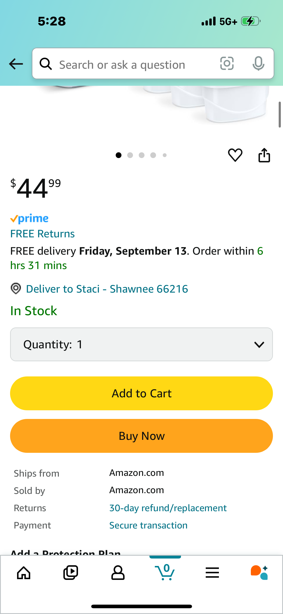 Perfect Pour Large 10 Cup Water Filter Pitcher by Aqua Optima, Reduces Microplastics, Ergonomic, Eliminates Splashes and Spills, BPA Free, NSF Certified, Includes 3 Evolve+ Water Filters, Blue