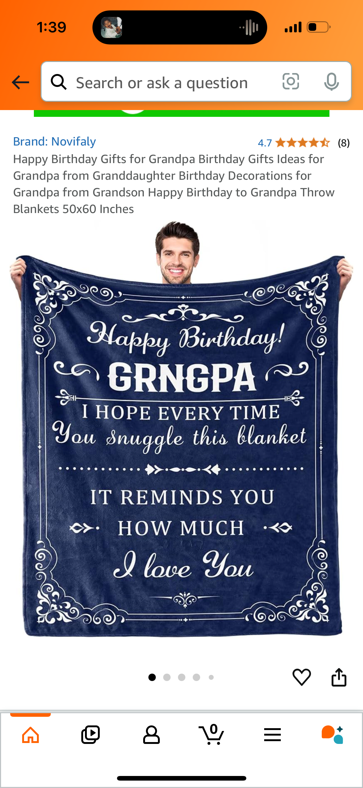 Happy Birthday Gifts for Grandpa Birthday Gifts Ideas for Grandpa from Granddaughter Birthday Decorations for Grandpa from Grandson Happy Birthday to Grandpa Throw Blankets 50x60 Inches