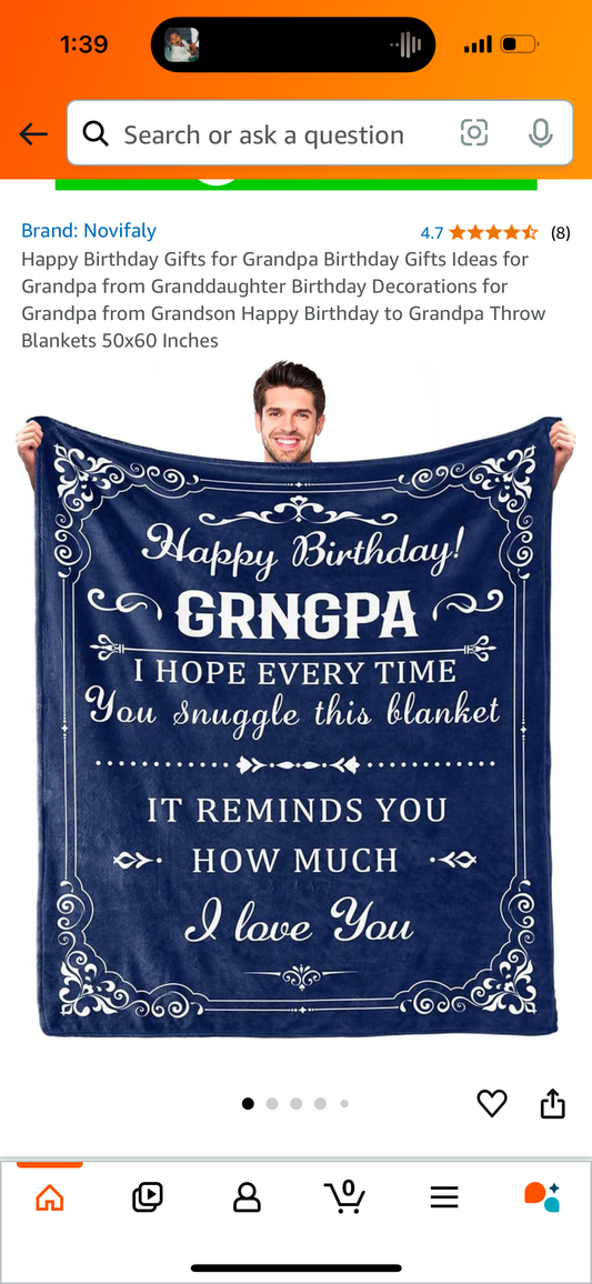 Happy Birthday Gifts for Grandpa Birthday Gifts Ideas for Grandpa from Granddaughter Birthday Decorations for Grandpa from Grandson Happy Birthday to Grandpa Throw Blankets 50x60 Inches