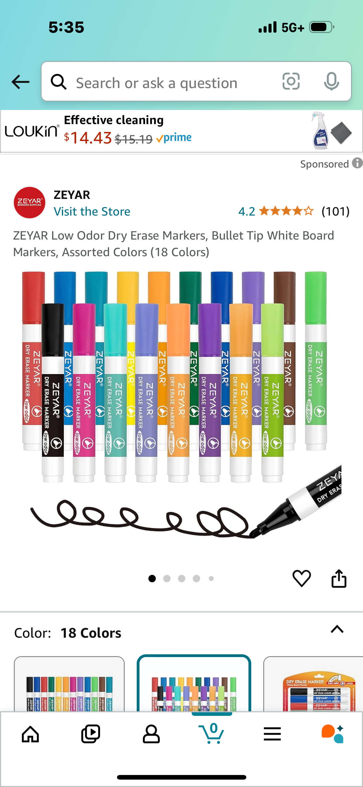 ZEYAR Low Odor Dry Erase Markers, Bullet Tip White Board Markers, Assorted Colors (18 Colors