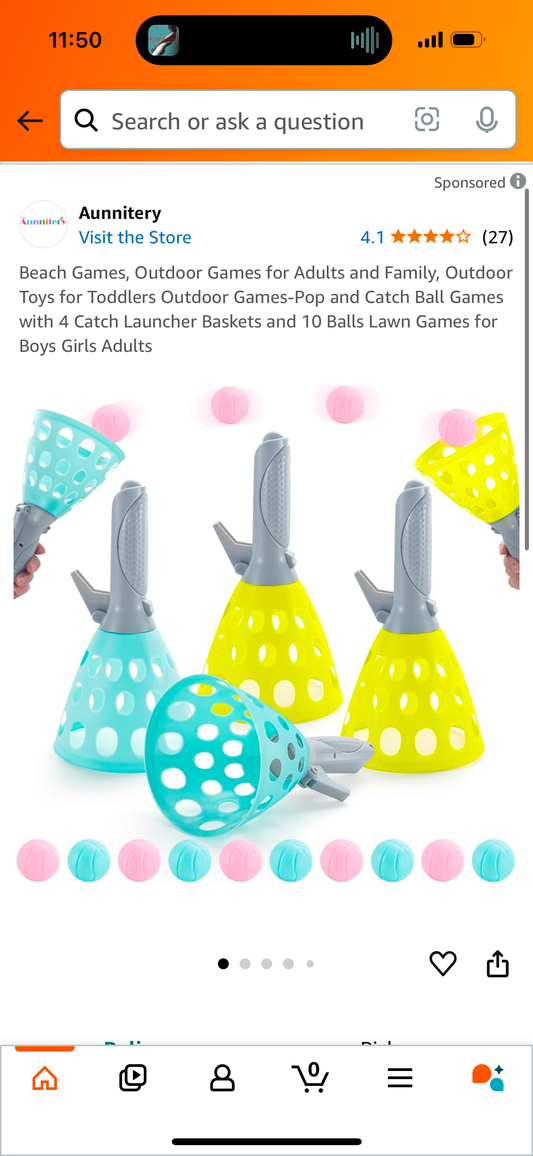 Beach Games, Outdoor Games for Adults and Family, Outdoor Toys for Toddlers Outdoor Games-Pop and Catch Ball Games with 4 Catch Launcher Baskets and 10 Balls Lawn Games for Boys Girls Adults