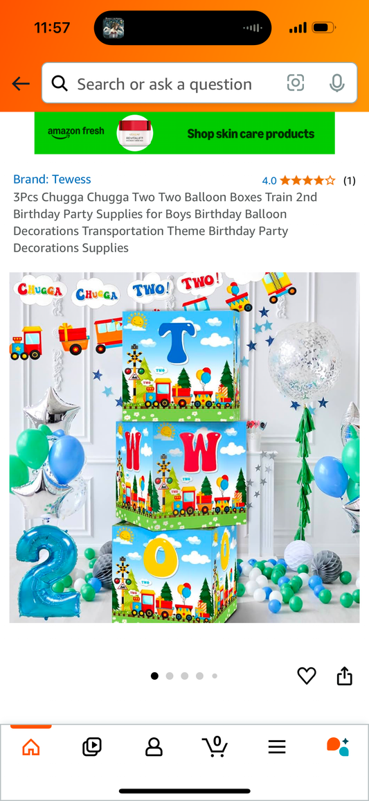 3Pcs Chugga Chugga Two Two Balloon Boxes Train 2nd Birthday Party Supplies for Boys Birthday Balloon Decorations Transportation Theme Birthday Party Decorations Supplies