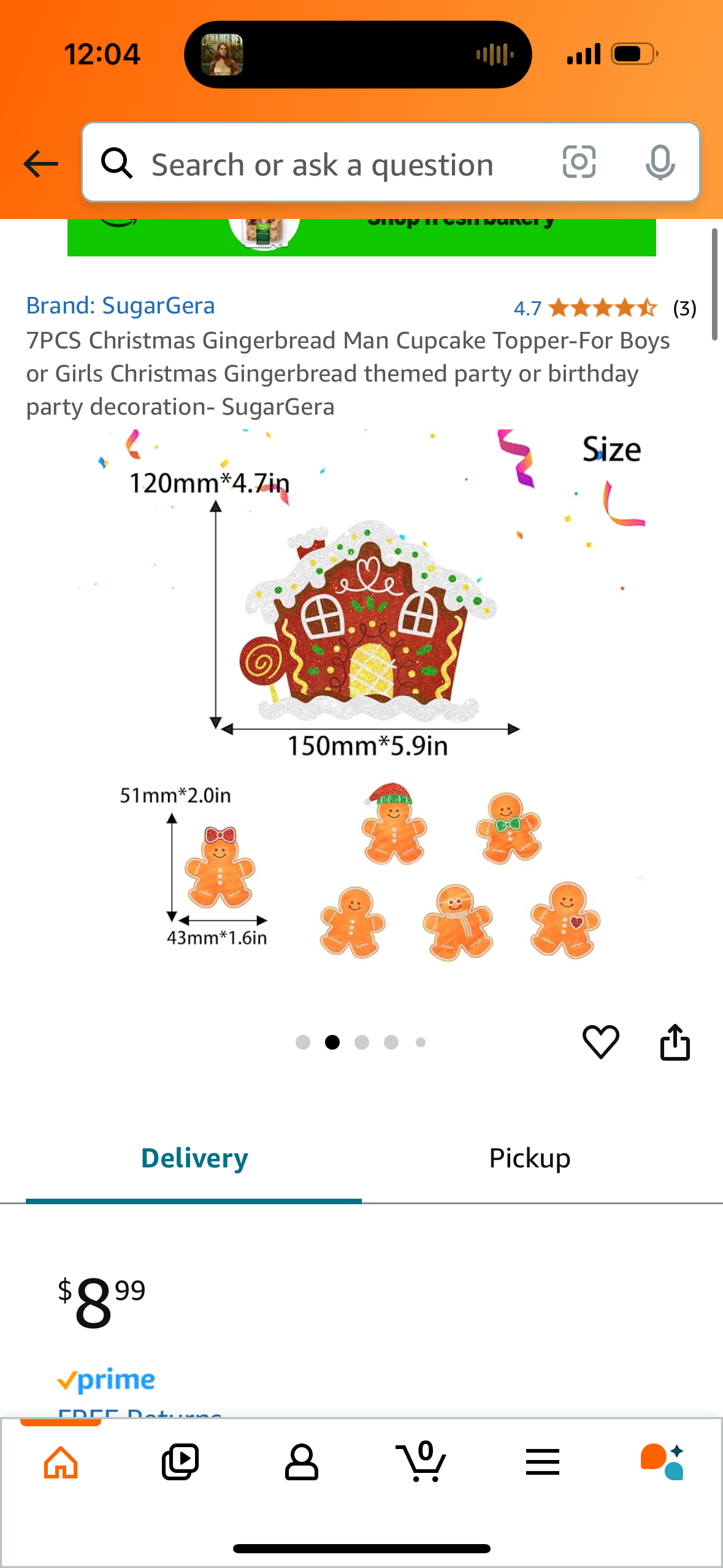 7PCS Christmas Gingerbread Man Cupcake Topper-For Boys or Girls Christmas Gingerbread themed party or birthday party decoration- SugarGera