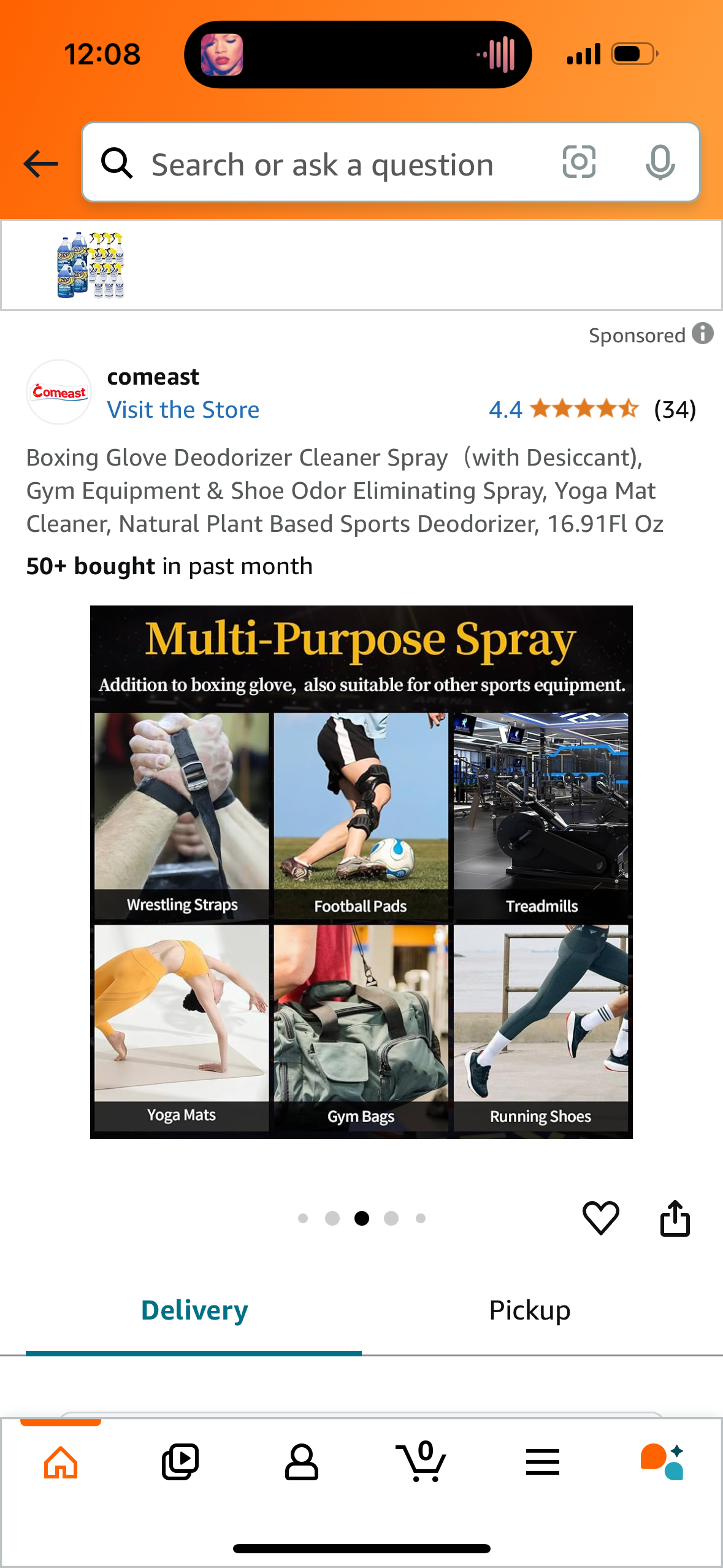 Boxing Glove Deodorizer Cleaner Spray（with Desiccant), Gym Equipment & Shoe Odor Eliminating Spray, Yoga Mat Cleaner, Natural Plant Based Sports Deodorizer, 16.91Fl Oz