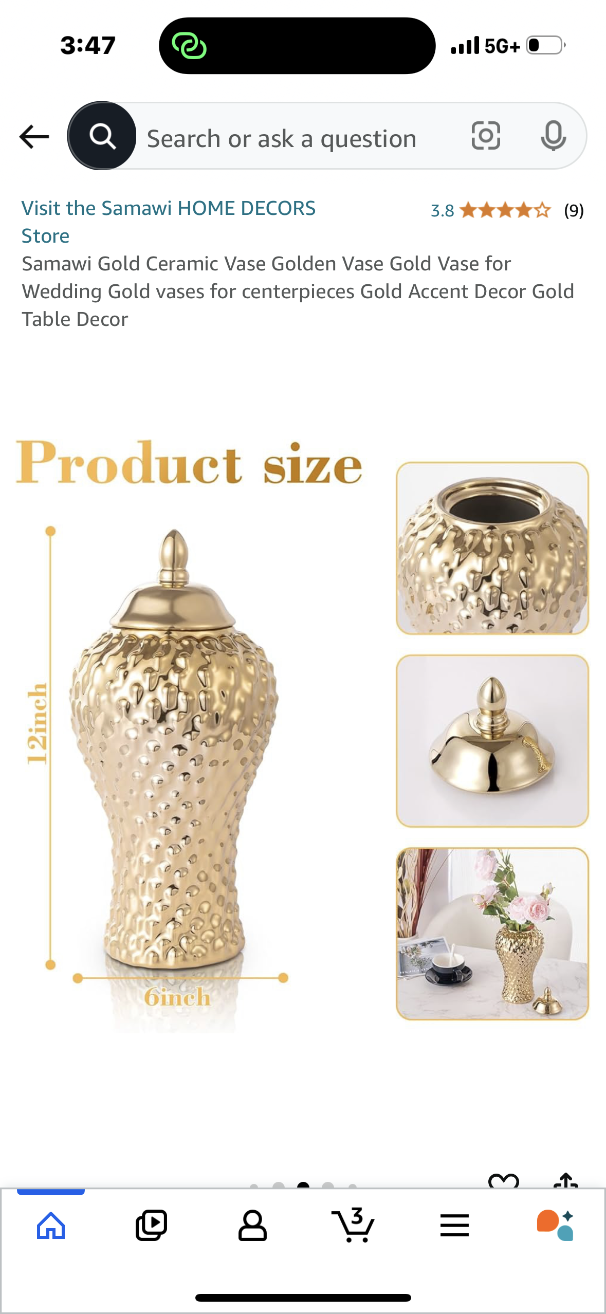 Samawi Gold Ceramic Vase Golden Vase Gold Vase for Wedding Gold vases for centerpieces Gold Accent Decor Gold Table Decor