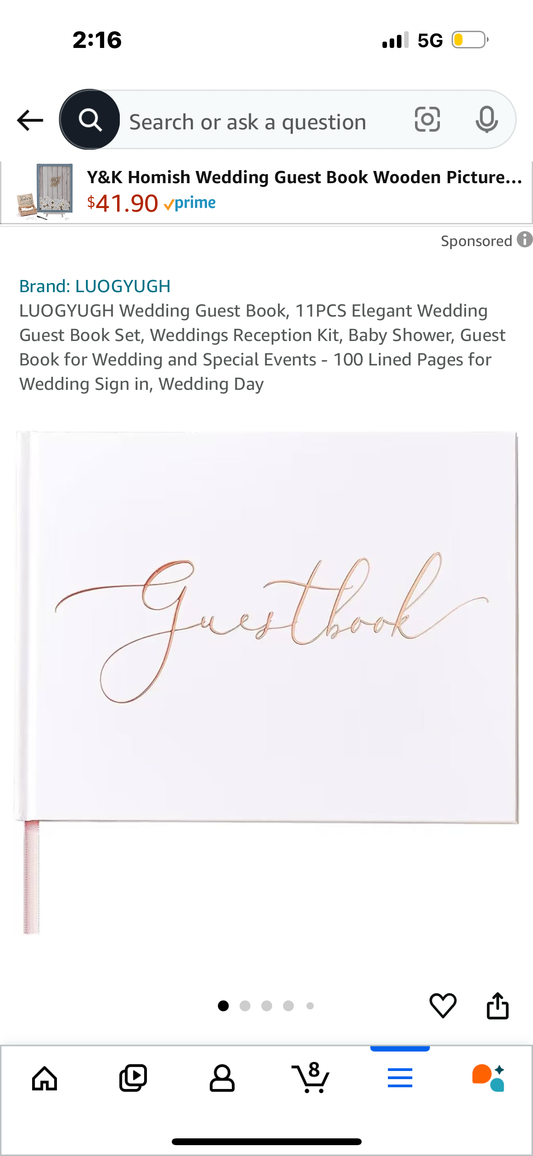 LUOGYUGH Wedding Guest Book, 11PCS Elegant Wedding Guest Book Set, Weddings Reception Kit, Baby Shower, Guest Book for Wedding and Special Events - 100 Lined Pages for Wedding Sign in, Wedding Day