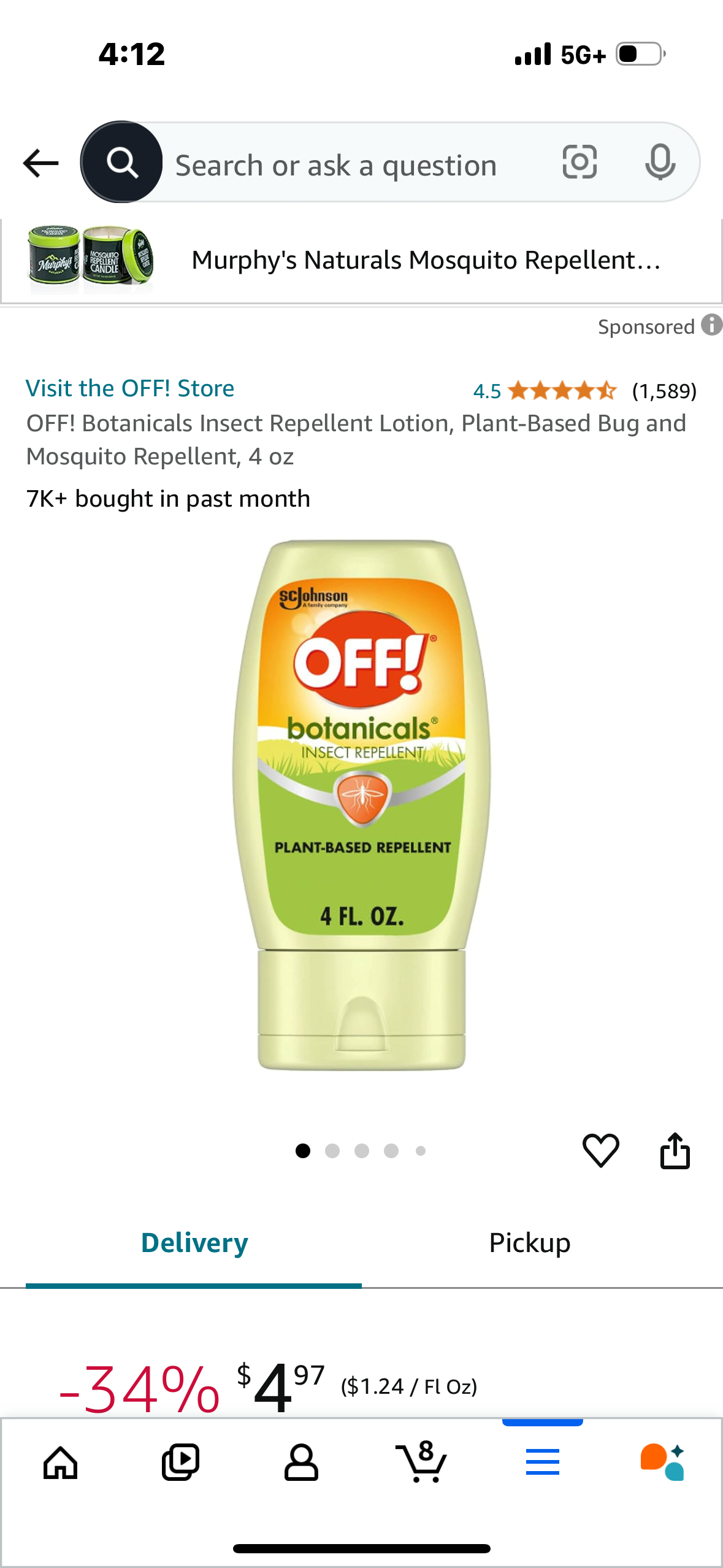 OFF! Botanicals Insect Repellent Lotion, Plant-Based Bug and Mosquito Repellent, 4 oz