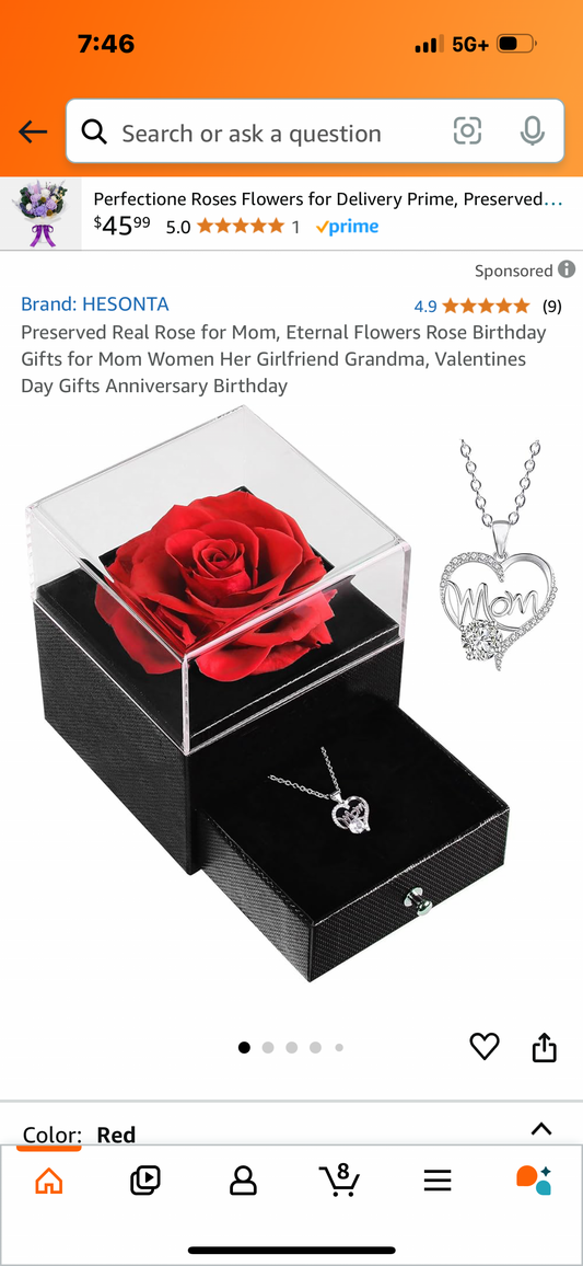 Preserved Real Rose for Mom, Eternal Flowers Rose Birthday Gifts for Mom Women Her Girlfriend Grandma, Valentines Day Gifts Anniversary Birthday