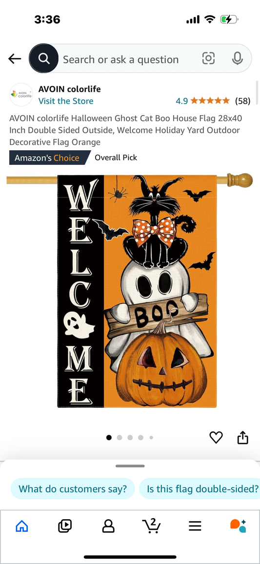 AVOIN colorlife Halloween Ghost Cat Boo House Flag 28x40 Inch Double Sided Outside, Welcome Holiday Yard Outdoor Decorative Flag Orange