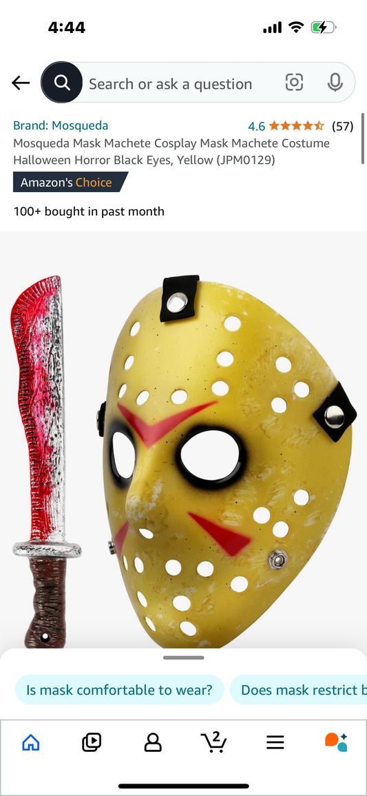 Mosqueda Mask Machete Cosplay Mask Machete Costume Halloween Horror Black Eyes, Yellow (JPM0129